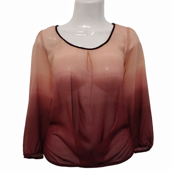 A. Byer - Burgundy Ombre Sheer Blouse - Picture 1 of 14